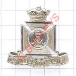 1st Wiltshire Rifle Volunteers Victorian white metal cap badge circa 1897-1902. A good die-stamped