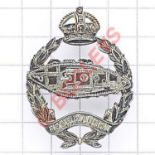 Royal Tank Regiment 1948 Birmingham hallmarked silver Officer’s beret badge. Die-cast crowned laurel