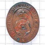 Derbyshire Volunteer Regiment of Home Guards scarce oval cap badge Die-stamped bronze VTC. Sliders