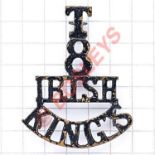 T / 8 / IRISH / KING’S post 1908 brass King’s Liverpool shoulder title. Blackened (Westlake 821)
