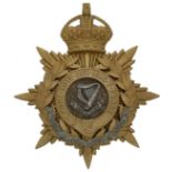 Badge. Irish. Connaught Rangers Officer’s helmet plate circa 1902-14. A scarce gilt example. Crowned