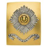 Badge. Scottish. Royal Scots Officer’s post 1881 shoulder belt plate. A fine pre war example by