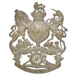 Badge. Royal Artillery Victoria OR’s helmet plate circa 1878-1901. Die-stamped nickel plated brass