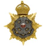 Badge. Border Regiment Officer’s helmet plate circa 1905-14. A good scarce gilt example. Crowned