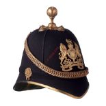 Royal Army Medical Corps Officer’s Home Service Helmet. A good example, the blue cloth helmet with