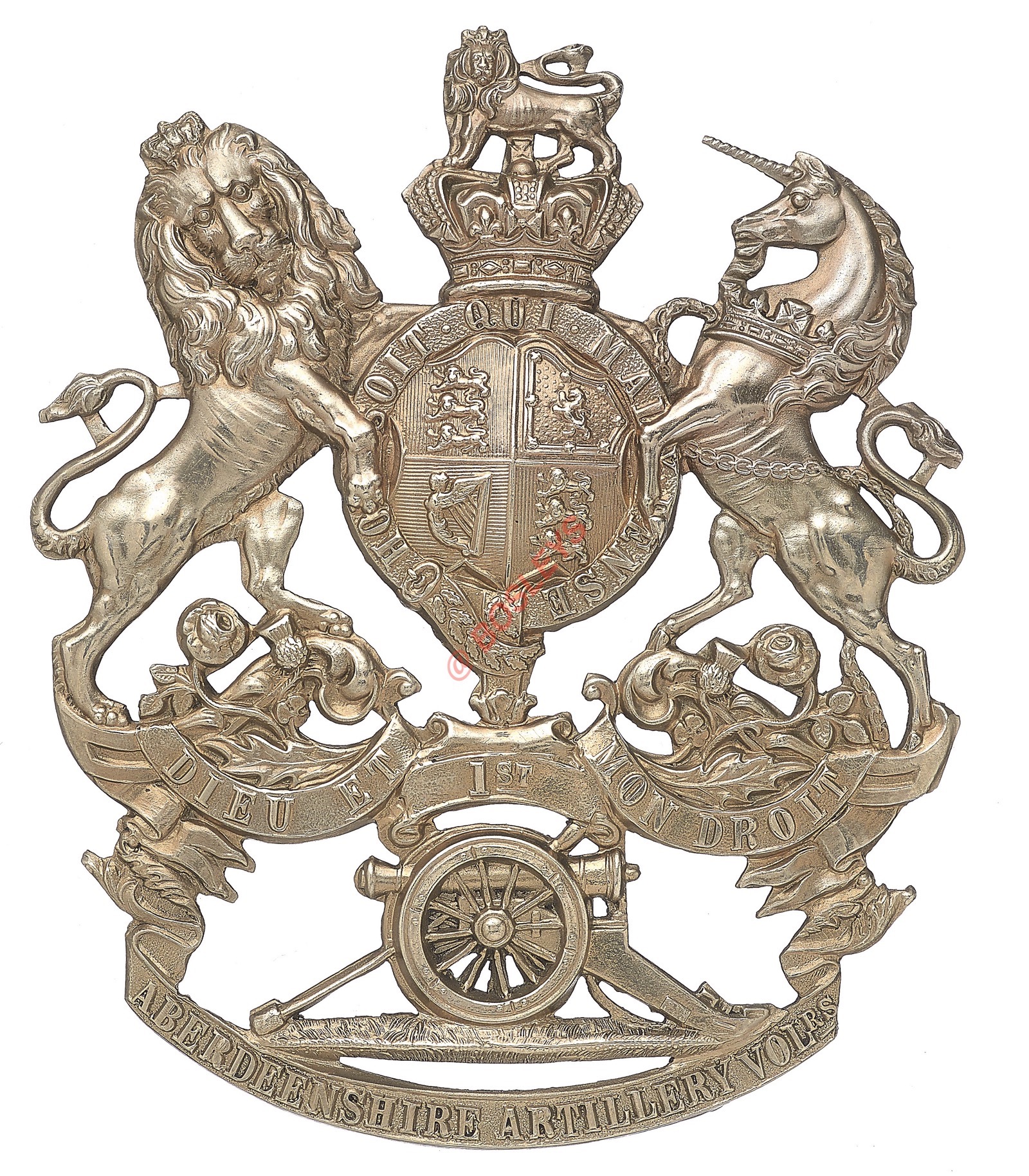 Badge. Scottish. 1st Aberdeenshire Artillery Volunteers OR’s helmet plate circa 1878-1901. A good