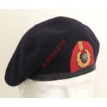 WW2 1943 Royal Marine Officer’s Beret. A very good example of dark blue cloth, retaining two piece