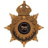 Badge. Hampshire Regiment Officer’s helmet plate circa 1901-14. A good gilt example converted whilst