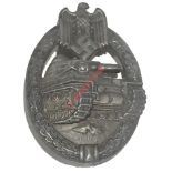 German Third Reich WW2 Army / Waffen SS Tank Assault Badge. A good die-stamped grey metal example.