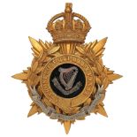 Badge. Irish. Connaught Rangers Officer’s helmet plate circa 1901-14. A good scarce gilt example.