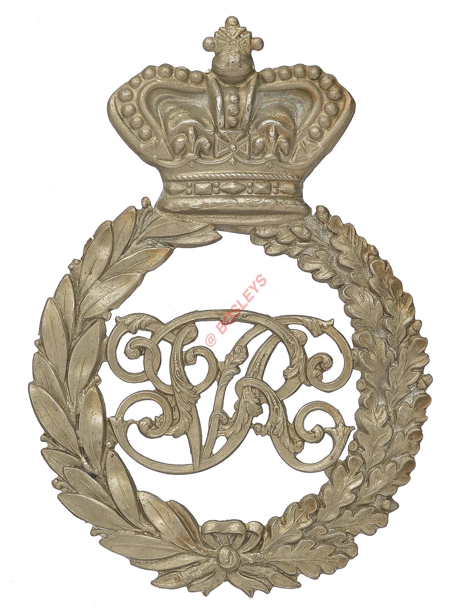 Badge. South Africa. Cape Mounted Police Boer War Victorian helmet plate Die-stamped white metal