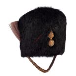 Irish. Inniskilling Fusiliers OR’s fur cap. A good example of short black fur with regimental