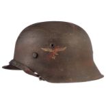 German Third Reich M42 Luftwaffe Single Decal Steel Helmet. A good raw edge example retaining much