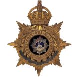 Badge. Bedfordshire Regiment Officer’s helmet plate circa 1901-14. A good gilt example. Crowned star