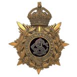 Badge. Army Service Corps Officer’s helmet plate circa 1901-14. A good gilt example. Crowned star