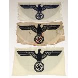 German Third Reich Sports Vest Eagles. Embroidered examples. 2 x Army and a Kriegsmarine. GC (3