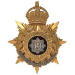 Badge. East Surrey Regiment Officer’s helmet plate circa 1904-14. A fine gilt example. Crowned