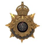 Badge. York and Lancaster Regiment Officer’s helmet plate circa 1901-14. A fine gilt example.