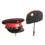 Royal Marines Officer’s Dress Cap & Field Service Side Cap. A good scarce pair tailored by “Alkit