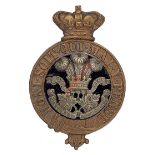 Irish. Leinster Regiment Victorian Officer’s post 1881 glengarry badge. A good scarce example.