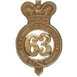 63rd (West Suffolk) Regiment of Foot Victorian OR’s glengarry badge circa 1874-1881. A good die-