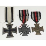 Imperial German WW1 Iron Cross etc. Comprising: Iron Cross Second Class fitted with non combatants