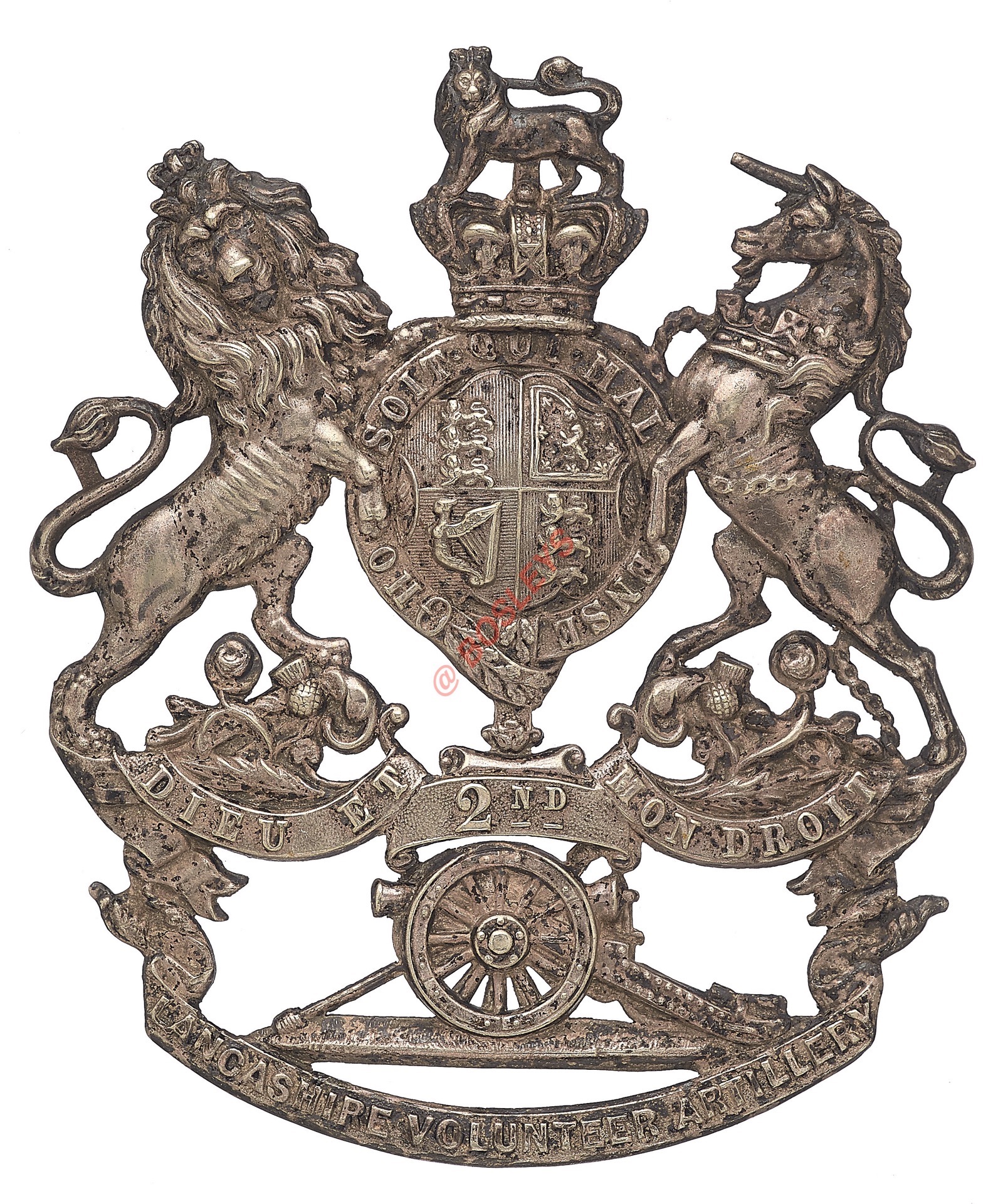 Badge. 2nd Lancashire Artillery Volunteers Victorian Officer’s sabretache plate circa 1878-1901. A