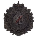 Badge. Warwickshire Rifle Volunteers Victorian pouch belt plate. Good die-stamped blackened brass