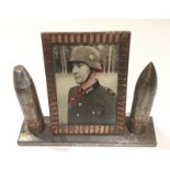 WW2 German Army Trench Art Frame. An unusual WW2 example of a table frame. To the centre a