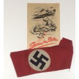 WW2 German Third Reich NSDAP Armband. A good full length example of the red cotton armband with
