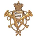 British Army Victorian Bandsman's arm badge. Splendid die-stamped rich gilt large crowned harp and