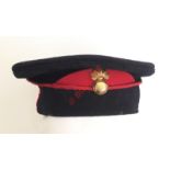 WW1 Period Royal Marine Artillery Broderick Cap A rare example of dark blue cloth with RMA scarlet