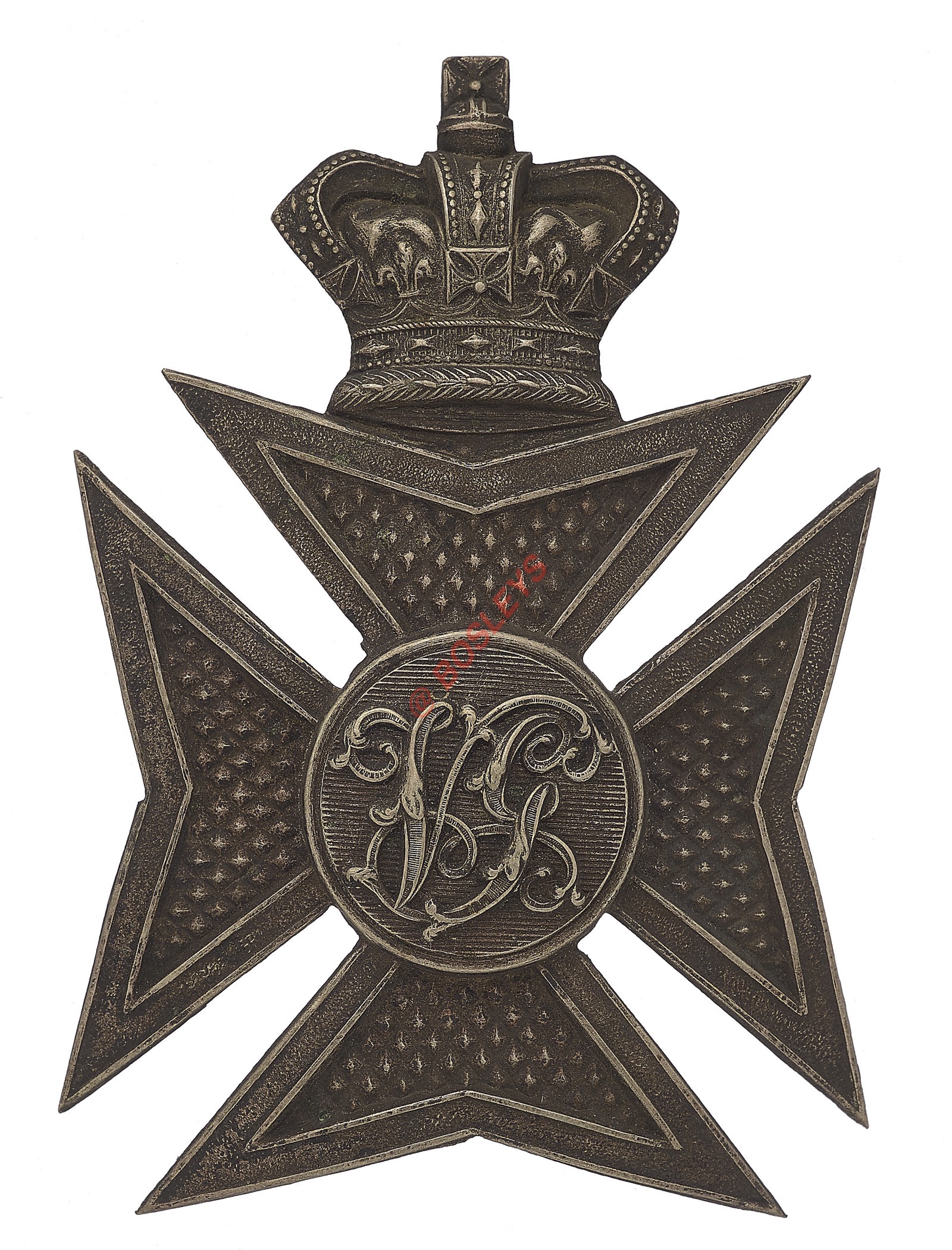 Badge. 32nd Middlesex Rifle Volunteers (“The Volunteer Guards”) Victorian Officer’s helmet plate