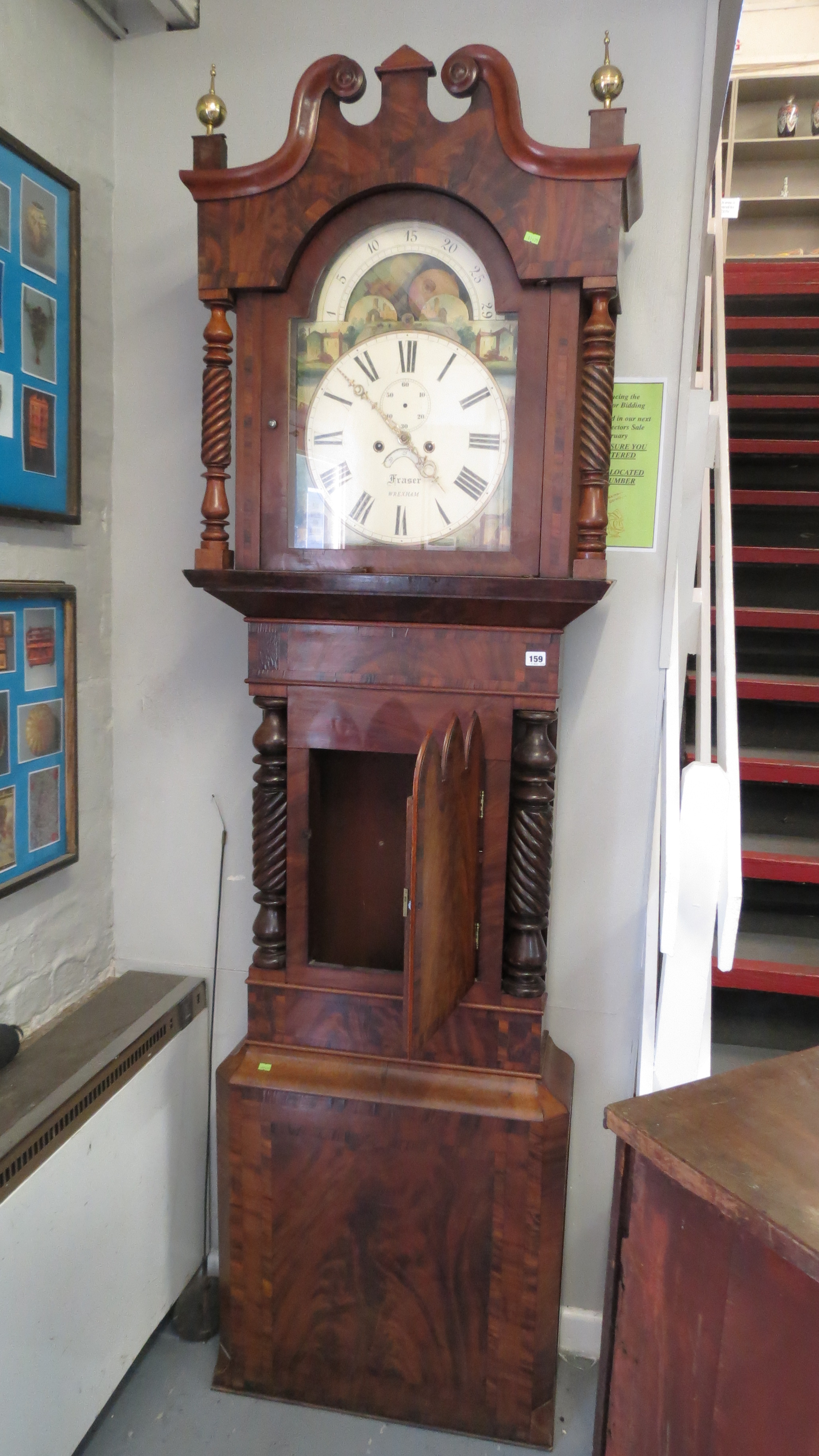 Fraser, Wrexham, an early 19th century mahogany long case clock having a painted dial with moon - Image 2 of 2
