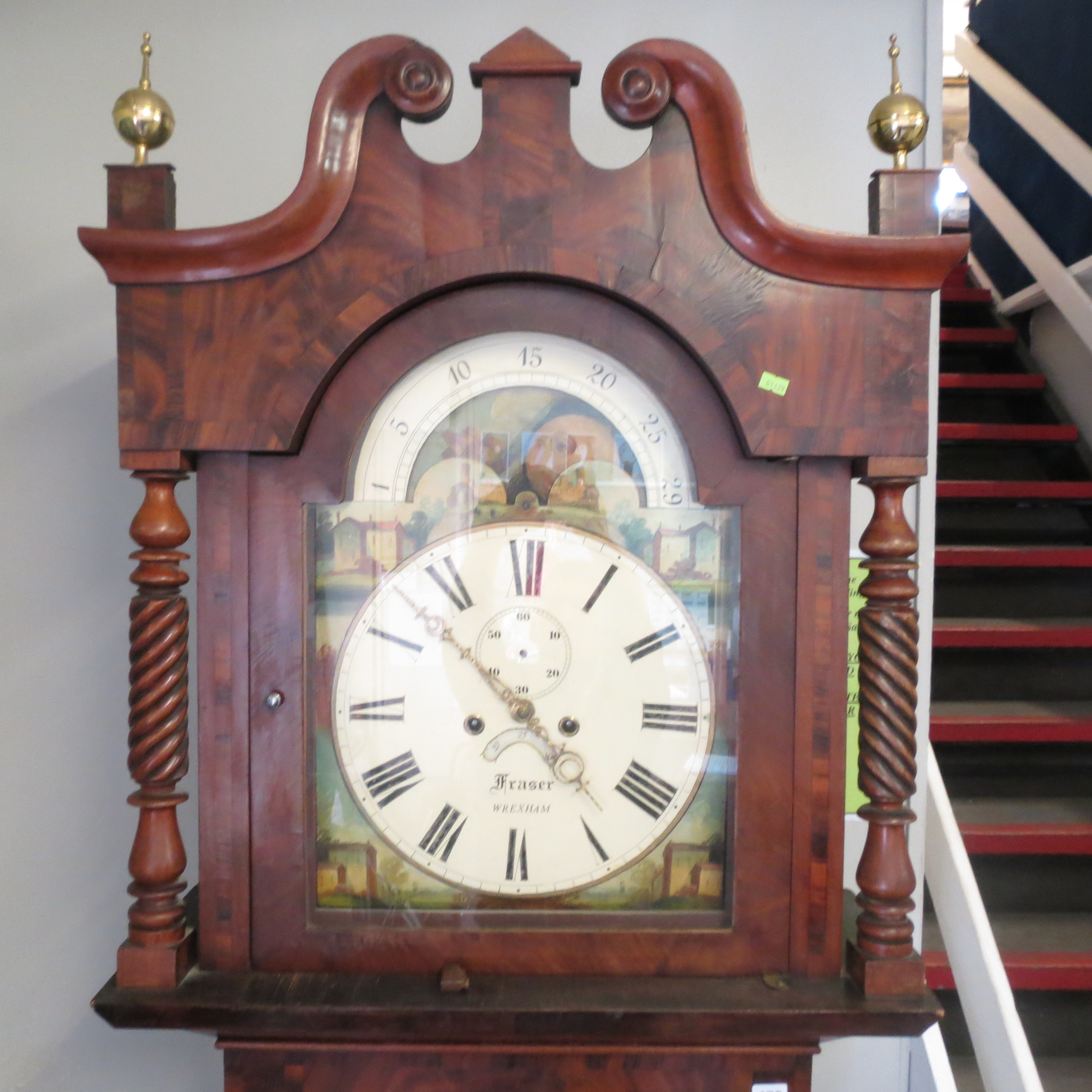 Fraser, Wrexham, an early 19th century mahogany long case clock having a painted dial with moon