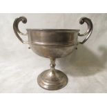 John Dixon & Sons Edwardian silver twin handled trophy cup, twin scrolled end handles, Sheffield