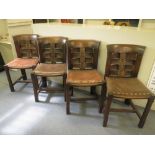 A set of four Glasgow School arts & crafts designed oak side chairs, the design attributed to George