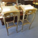 A pair of late 19th century gilt and marble Wedgwood jardiniere stands, set with Jasper ware