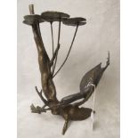 S Rush 27/950 a limited edition bronze sculpture entitled The Chase, a cormorant diving for a