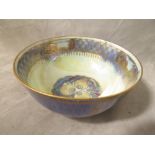 A Wedgwood Fairyland lustre bowl, the interior with fruit and floral decoration with a gilt work