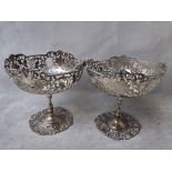 A pair of early 20th century Mappin & Webb silver pierced comports, Sheffield 1919, 670.9 grams