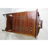 Edwardian inlaid mahogany Sheraton revival music cabinet, 3/4 extended back, five drawers, square