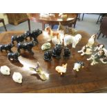 A selection of Sylvac pottery animals to include a Donkey, Old Sheep dog, along with Goebel