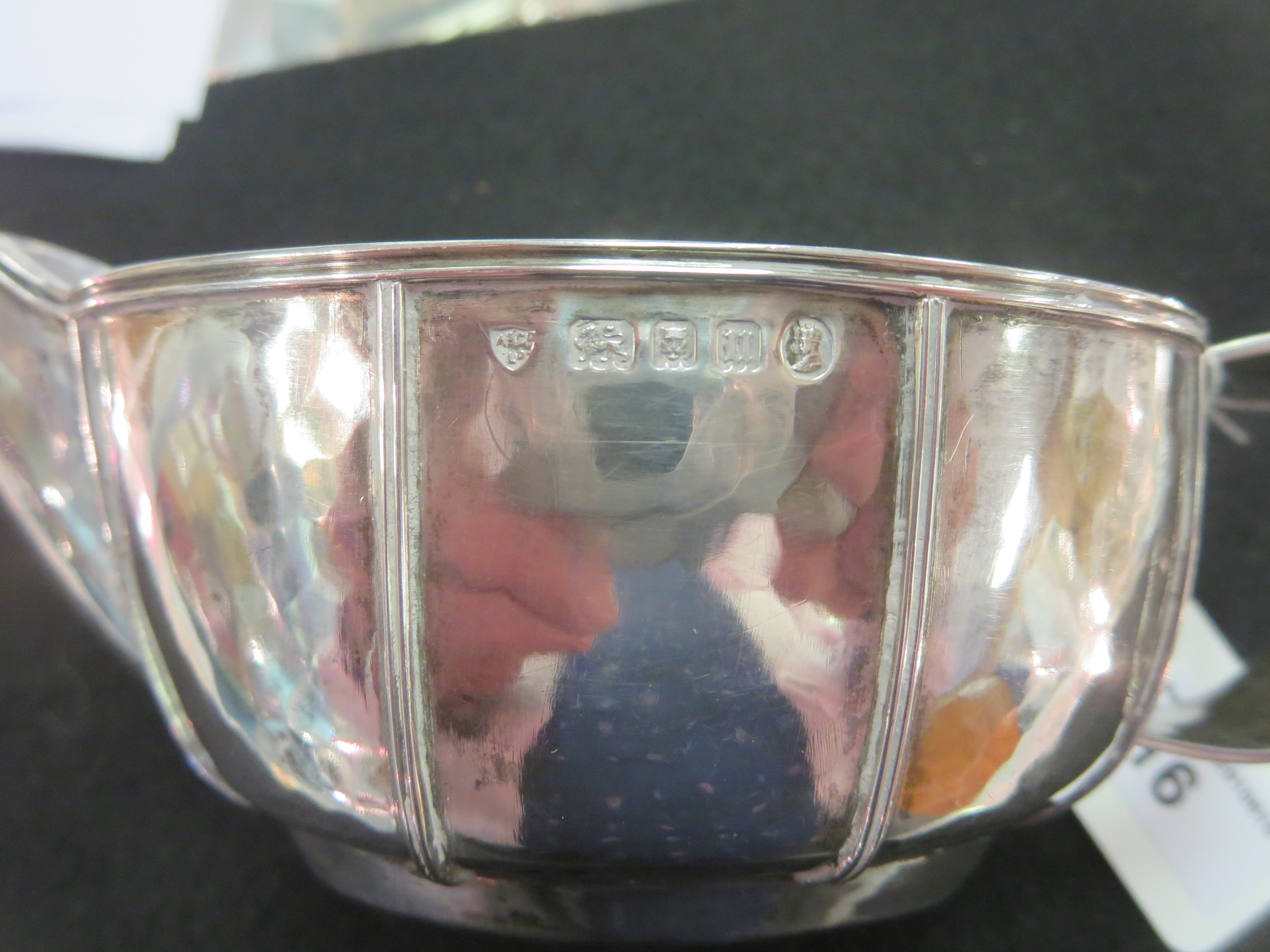 A George V silver Sauce Boat with Arts & Crafts hammered and ribbed design, London 1935 maker: AS - Image 3 of 7