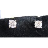 A pair of Diamond Ear Studs each claw-set brilliant-cut stone, total diamond weight 0.48ct in 18ct