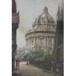 EDWARD KING. Radcliffe Camera, Oxford, signed, charcoal and coloured chalks, heightened with