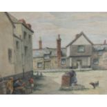 J.C.WILKIE. By a Village Pump, signed, watercolour,13 x 15 in