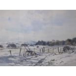 ARTHUR BELL FOSTER. A snowy upland landscape with plough, signed, watercolour,16 x 21 in