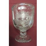 A large cut glass pedestal Trophy for young Chases Championship Cheltenham 1984, 1ft H