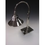 A plated Art Deco style Desk Lamp with adjustable column on oblong base, 21in